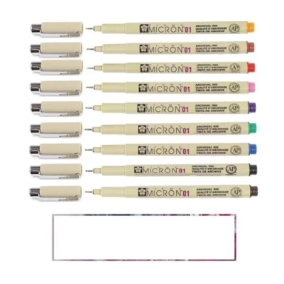 Imagen de Pigma MICRON Sakura 01 Juego de 9 colores. Set Fineliners y 1 tarjeta