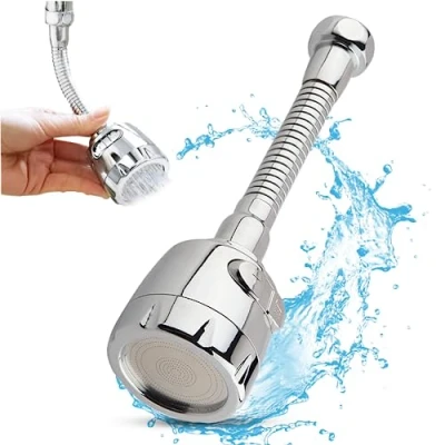 Imagen de Aireador para Grifo, 360 Grados Adaptador Grifo Cocina, de Giratorio Filtro, Filtro cocina Ajustable regulador cabezal y boquilla baño, 2 Modos, Plata