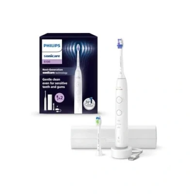 Imagen de Cepillo eléctrico Philips Sonicare 6500 HX7410/02, Tecnología sónica, Sensor de presión, 3 modos, intensidades, Blanco