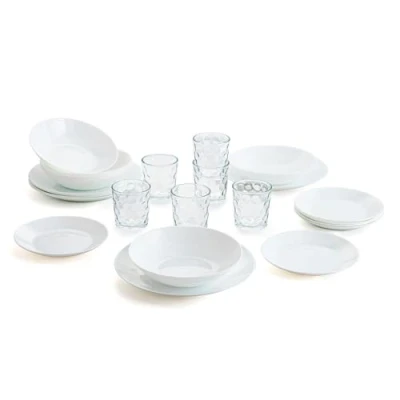 Imagen de Arcopal Vajilla blanca completa para 6 personas 18 piezas + Set de vasos vidrio 26cl, Único, 19