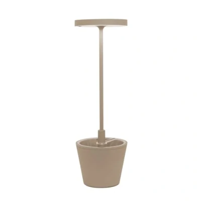 Imagen de Zafferano, Lámpara Poldina Reverso, de Mesa Recargable e Inalámbrica con Control Táctil, Adecuada para Interior y Exterior, Atenuador, 2200 3000 K, Altura 35 cm, Color Arena