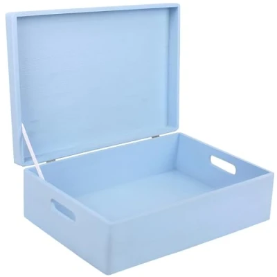 Imagen de Creative DECO XL Azul Grande Caja Madera Decorativa Almacenaje con Tapa y Asas 40 x 30 14 cm (+/ 1cm) Cofre Decorar Regalo Decoupage Juguetes, Documentos, Objetos, Herramientas Navidad