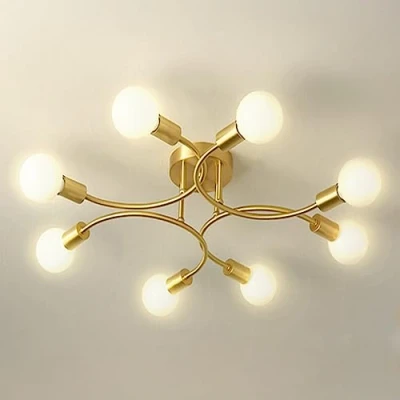Imagen de niuniaj Lámparas de Techo Retro,8 Luces industriales,Plafon Sputnik E27,Lámpara Araña Dorada para Dormitorio, Sala Estar, Cocina, Comedor, Ø85CM(Sin Bombilla)
