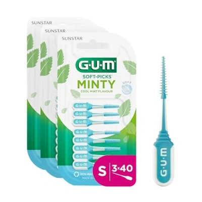 Imagen de GUM ≈ limpiadores interdentales refrescante sabor a menta, limpieza de dientes y eliminación placa (S [3 x 40] menta)