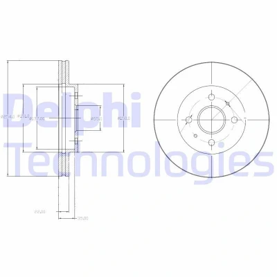 Imagen de DELPHI BG4213 Disco de freno 254 22 4 ventilado aceitado sin procesar cojinete rueda, anillo sensor ABS SUBARU: JUSTY