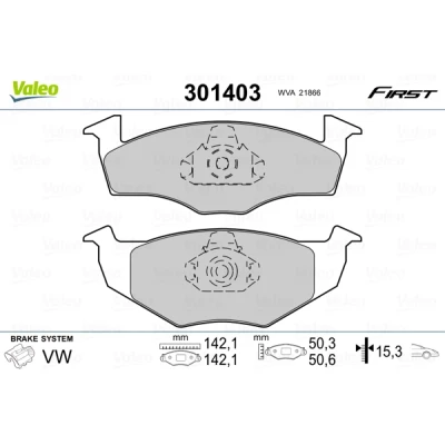 Imagen de VALEO 301403 Juego de pastillas freno FIRST Eje delantero excl. contacto avisador desgaste sin chapa antichirridos SEAT: Ibiza 2