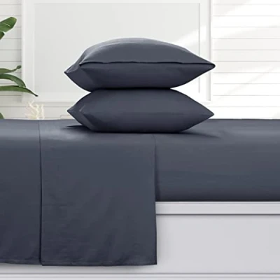 Imagen de Tribeca Living Juego de sábanas Franela sólida 170 g/m² con Bolsillo Extra Profundo, tamaño Queen, Azul Nublado, (SOLFLASHEQUTC)