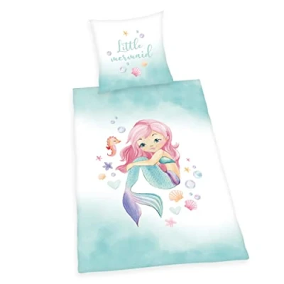 Imagen de Herding Young Collection Juego de Funda nórdica y Almohada (70 x 90 cm, 140 200 Cierre Cremallera, algodón), diseño Sirena