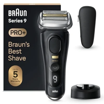 Imagen de Braun Afeitadora eléctrica Series 9 Pro Plus para hombres, 5 elementos de afeitado y recortadora pelo largo precisión, soporte carga, maquinilla afeitar húmeda seca con 60