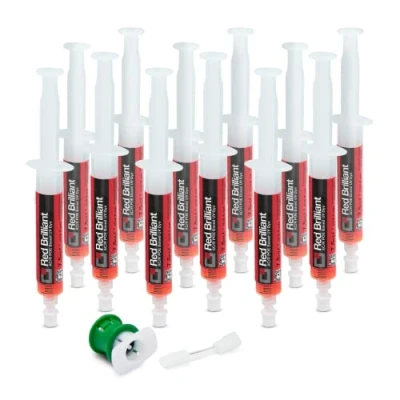 Imagen de Errecom Red Brilliant 12 x 7,5 ml, Detector Fluorescente UV a Base PoE para Localizar Las Fugas de Gas Refrigerante en los Sistemas A/A Auto con Compresor Eléctrico + Adaptador R1234yf