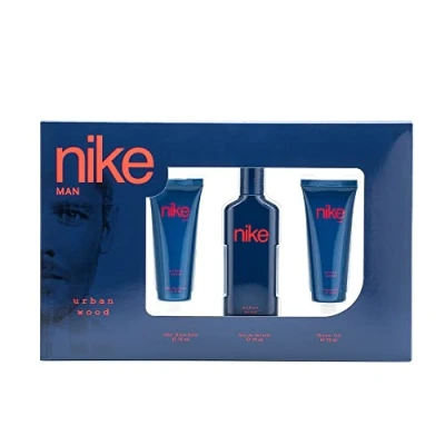 Imagen de NIKE Urban Wood, Estuche de Regalo Hombre, Colonia 75 ml + Gel Baño After Shave ml, Eau Toilette Natural y Masculina, Aroma Fougère Especiado, Fragancia Fresca, Robusta Duradera