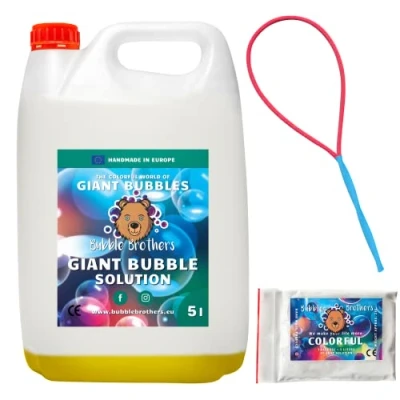 Imagen de ubble Brothers Burbujas de jabón, 5 l líquido Gigantes y Varillas (1 x litros + 1 Polvo Varilla)