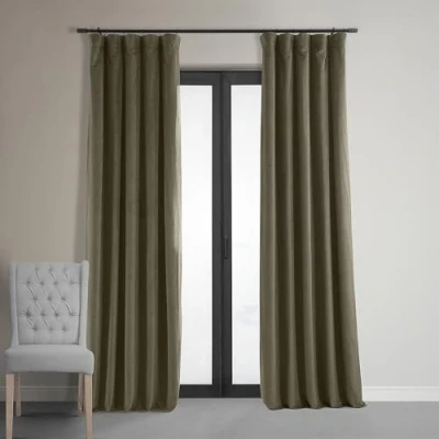 Imagen de HPD Half Price Drapes Signature Cortinas Opacas de Terciopelo para Dormitorio 50 x 108 (1 Panel), VPCH 181200 108, Color Topo Denver