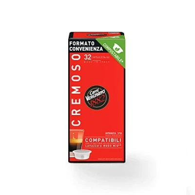 Imagen de Caffé Vergnano 1882 cápsulas Café Compatibles Lavazza A Modo Mio Compostables, Cremoso 4 packs x 32 (total: 128)