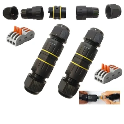 Imagen de Caja de conexiones CESFONJER Impermeable al aire libre IP68 Línea 3 vías Conector Cable M25 Rango cables 6 11 mm alimentación Acoplador externo manga protección (2 PCS)