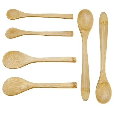Imagen de UMCHU 6 Piezas Cuchara de Madera,Cuchara Redonda Madera Natural,para Comer Mezclar, cocinar y Mezclar(3 tamaños)