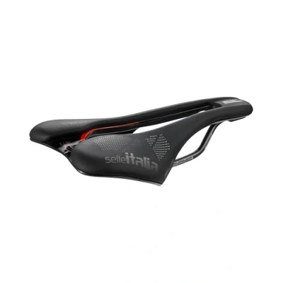 Imagen de Selle Italia SLR Boost KC TM Superflow Sillín de Bicicleta con Diseño Clásico SLR, Cómodo para Carretera y Agujero Superflow, Cuadro Cromo Manganeso Talla S3, Negro/Rojo