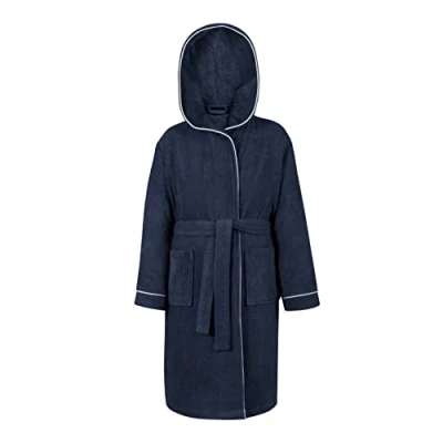 Imagen de LAYNENBURG Premium Albornoz de baño para niños y adolescentes con capucha 100% algodón OEKO TEX Standard 100 tejido rizo mullido Talla (146 152, Azul)