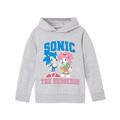 Imagen de Sonic THE HEDGEHOG La Sudadera con Capucha de Las niñas gráfico Moda Collegiate y Amy para niños Gris acogedora Jugadores