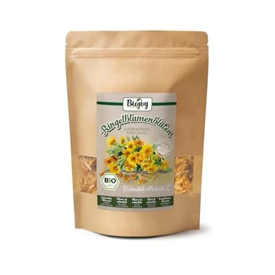 Imagen de Biojoy Flores de Caléndula Orgánica (100 g), secas y enteras, para té e infusión (Calendula officinalis L.)