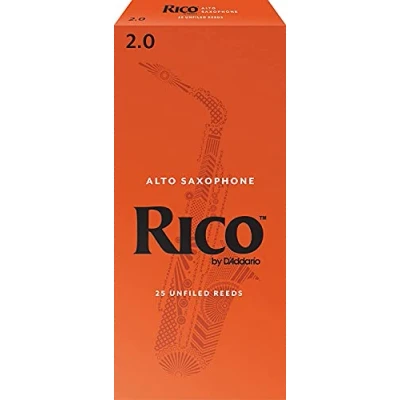 Imagen de D&#039;Addario Woodwinds Rico Alto Sax Reeds Cañas para Saxofón hechas a mano principiantes, estudiantes, educadores Fuerza 2.0, 25 Pack