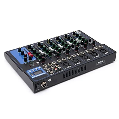 Imagen de mezclador de audio digital Bluetooth, 7 canales Live Studio, conexión USB Sound DJ Console Amplifier, Consola Mixing Bluetooth