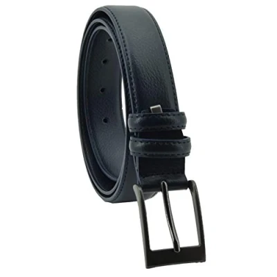 Imagen de Sergio Tacchini Cinturón De Cuero Genuino, Hebilla Níquel Libre Acortable, Azul Una Costura 3cm, 125 cm (TG 52 56)