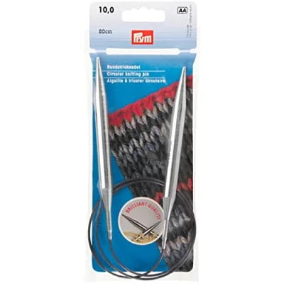 Imagen de Prym Agujas de Tejer Circulares latón 32 Pulgadas, 10 mm, Plateado, 10,0 mm