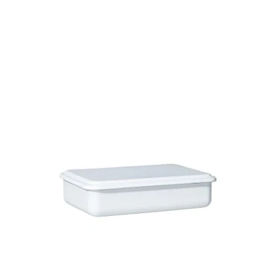 Imagen de Riess, 0416 033, recipiente de almacenamiento con tapa, 23x15x5cm, esmaltado, diseño SERVE + STORE, BLANCO, peso 0,56kg, LWH: 23,4 x 15,7 5 cm