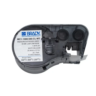 Imagen de BMP51 Brady MC1 1000 595 CL WT cinta de vinilo blanco sobre transparente 25,4 mm x 6,1 m (original)