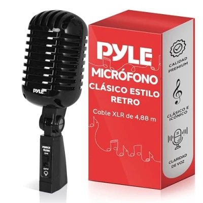 Imagen de PYLE Micrófono vintage, Vocal, Dinamico, Unidireccional, Cable XLR, Universal