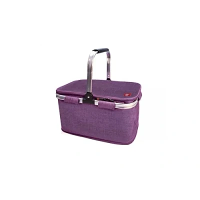 Imagen de IRIS BARCELONA Cesta Picnic Plegable, Termoinsulada y a Prueba de Fugas 43 x 24 28 cm 20 l Morado Jaspeado