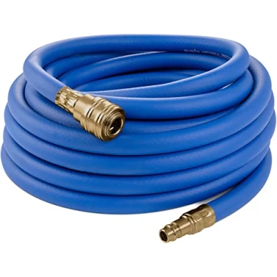 Imagen de Poppstar Manguera Compresor Aire 10m (PVC híbrido con tejido, ⌀ interior 9,2mm acoplamiento rápido y conector macho de latón), hasta 20 bar, azul