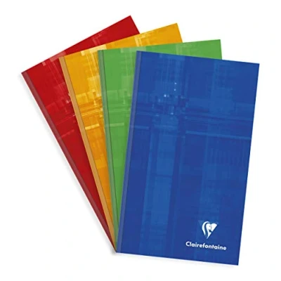 Imagen de Clairefontaine 69502C Un cuaderno de bolsillo forrado rígido, 192 páginas, 11 x 17 cm, 90 g, cuadrados pequeños, cubierta cartulina recubierta color aleatorio