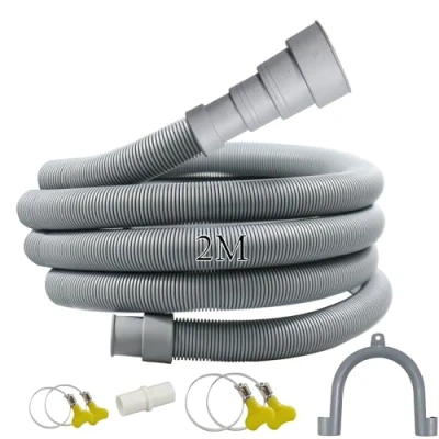 Imagen de Quanerba Kit Manguera Desagüe 1m/2m/3m Extensible, Universal para Lavadoras+Lavavajillas Incluye Adaptadores/Abrazaderas, Alta Resistencia, Fácil Instalación (2M)