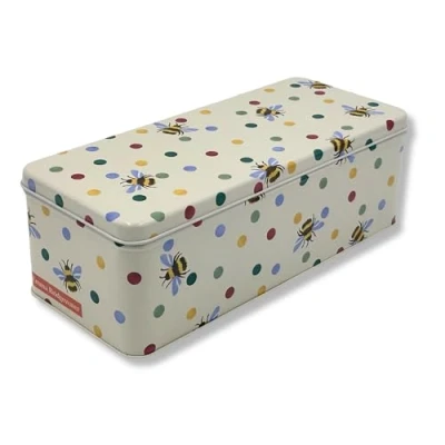 Imagen de MediMuc Caja de regalo diseño Emma Bridgewater Envase rectangular con abeja polca lata para galletas, Dimensiones: 24,0 x 10,0 7,0 cm