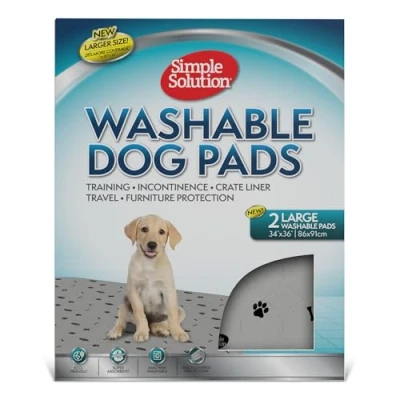Imagen de Simple Solution Almohadillas Lavables para Entrenamiento y Viaje, Reutilizables orina de Perro, absorbentes con Control olores XXL Paquete 2