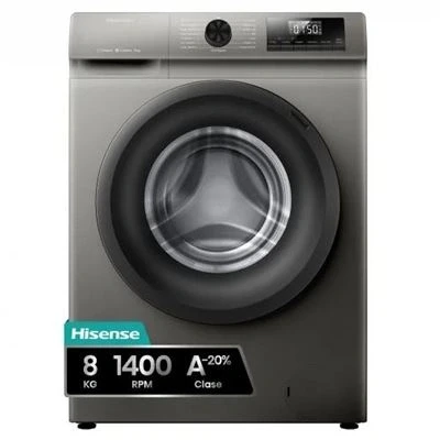 Imagen de Hisense WF1Q8041BT Lavadora, Class A, 8 Kg, 1400 RPM, Alto 85 cm x Ancho 60 cm, Color Blanco, Función Vapor 99,9%, Lavado Rápido+, Automático, Finalización Diferida, Tecnología Inverter