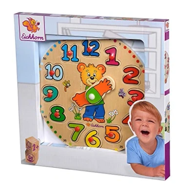 Imagen de Eichhorn Juguete de Madera Reloj Puzzle encajables Madera, 12 Piezas 100005456 (+2 años)
