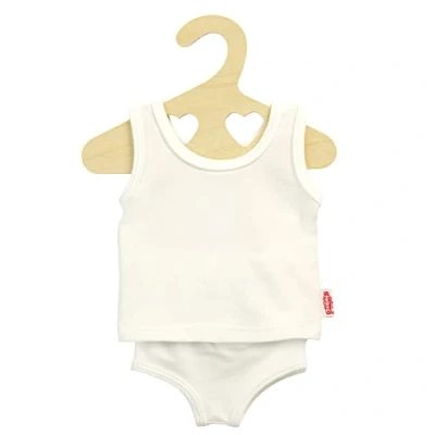 Imagen de Heless 2221 Ropa para Muñecas Hecha de Material Jersey Elástico, Juego Interior 2 Piezas En Blanco con Camiseta y Bragas Animales Peluche Tamaño 35 45 Cm