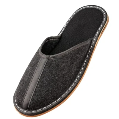 Imagen de APREGGIO Pantuflas Hombre Talla 43 Negro Marrón de Fieltro Hechas a Mano