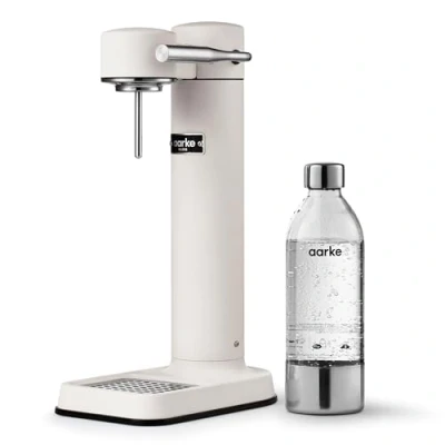 Imagen de Aarke Carbonator 3, Máquina para hacer Agua con Gas en Acero Inoxidable, incluye Botella 800ml, Acabado Blanco Mate