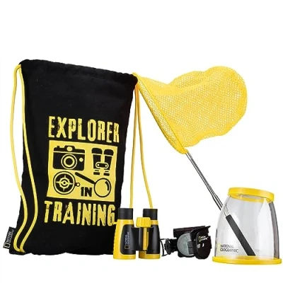 Imagen de NATIONAL GEOGRAPHIC Set de Exploración para Niños: Kit Aventura con Prismáticos, Brújula, Red Captura, Lupa &amp; Bolsa ¡Aventura en la Naturaleza!