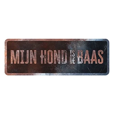 Imagen de D&amp;D Home, Señal de Advertencia 40 x 13 0,3 cm, versión Holandesa, Fondo Negro, Metal, Resistente a la corrosión, Texto Divertido