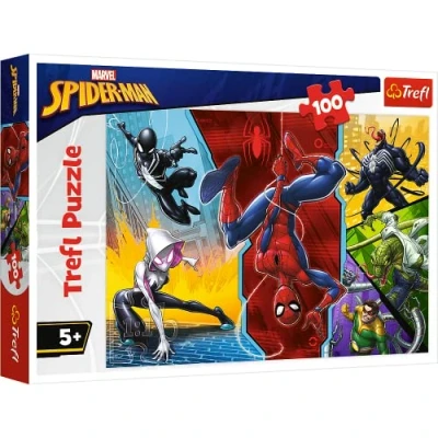 Imagen de Trefl 100 Piezas, para niños a Partir de 5 años Puzzle, Color Patas Arriba, Verkehrt herum Marvel Spiderman