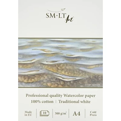 Imagen de smlt AS de 10 (300)/Pro Line A4 Bloc para acuarelas profesional, 300 gsm, tradicional blanca 100% algodón Papel, hojas