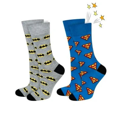 Imagen de DC Comics The Batman Superman Calcetines Hombre Divertidos Algodon Colores 40 45 Logo 2 Pares