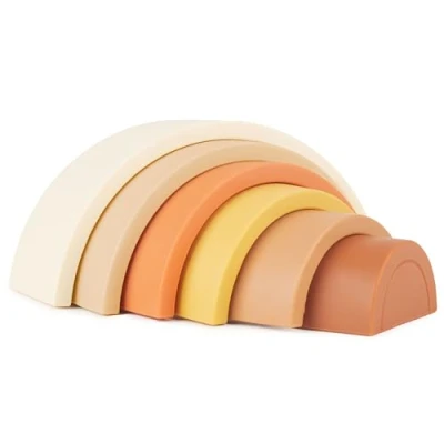 Imagen de BIECO Juguete de Silicona para Actividades Motrices Arco Iris Chocolate Bliss Juegos Bebe 1 Año Cubos Apilables Juguetes Bebes Regalo Niña
