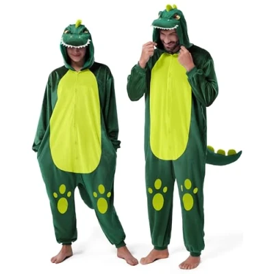 Imagen de Spooktacular Creations Dinosaurio Pijamas Unisex Felpa Cosplay Halloween Animal Disfraz Onesie Adulto Tamaño (Grande)