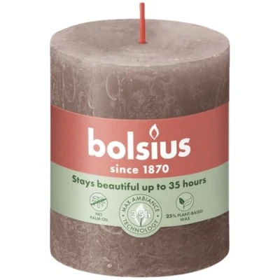 Imagen de Bolsius Pillar Candle Rustic Taupe 8 cm / ø 7